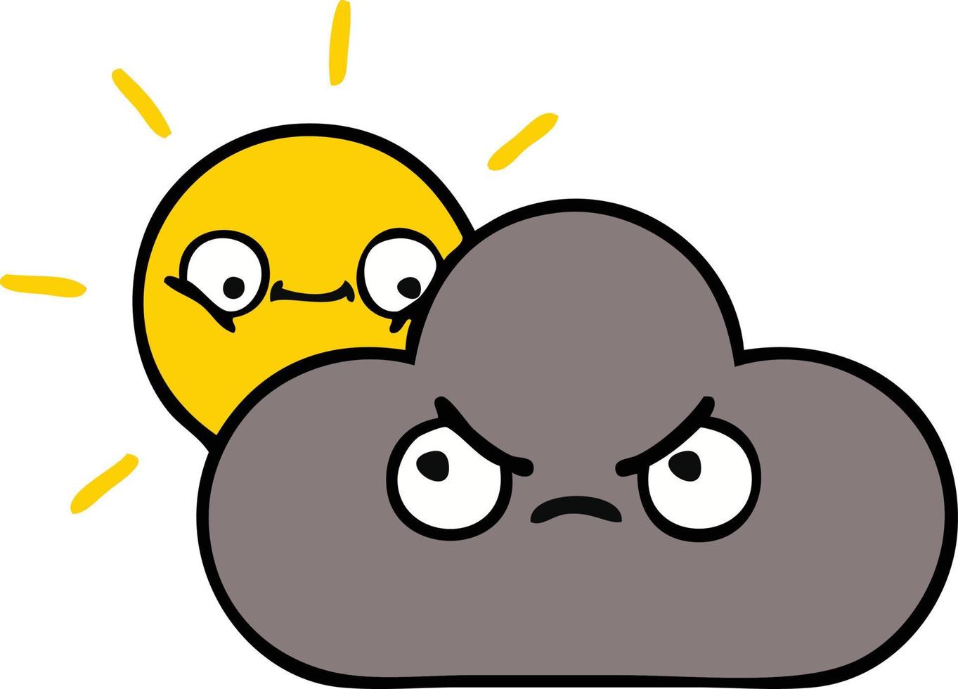 cute cartoon storm cloud and sun vector