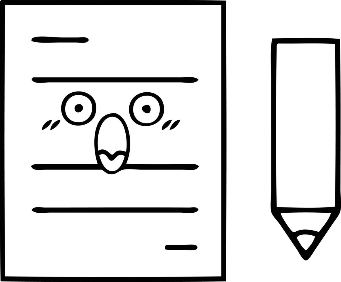 line drawing cartoon test paper vector