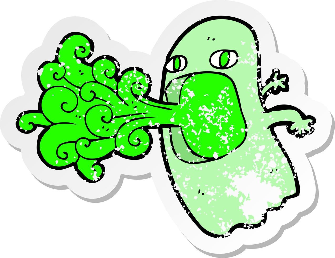 retro distressed sticker of a funny cartoon ghost vector