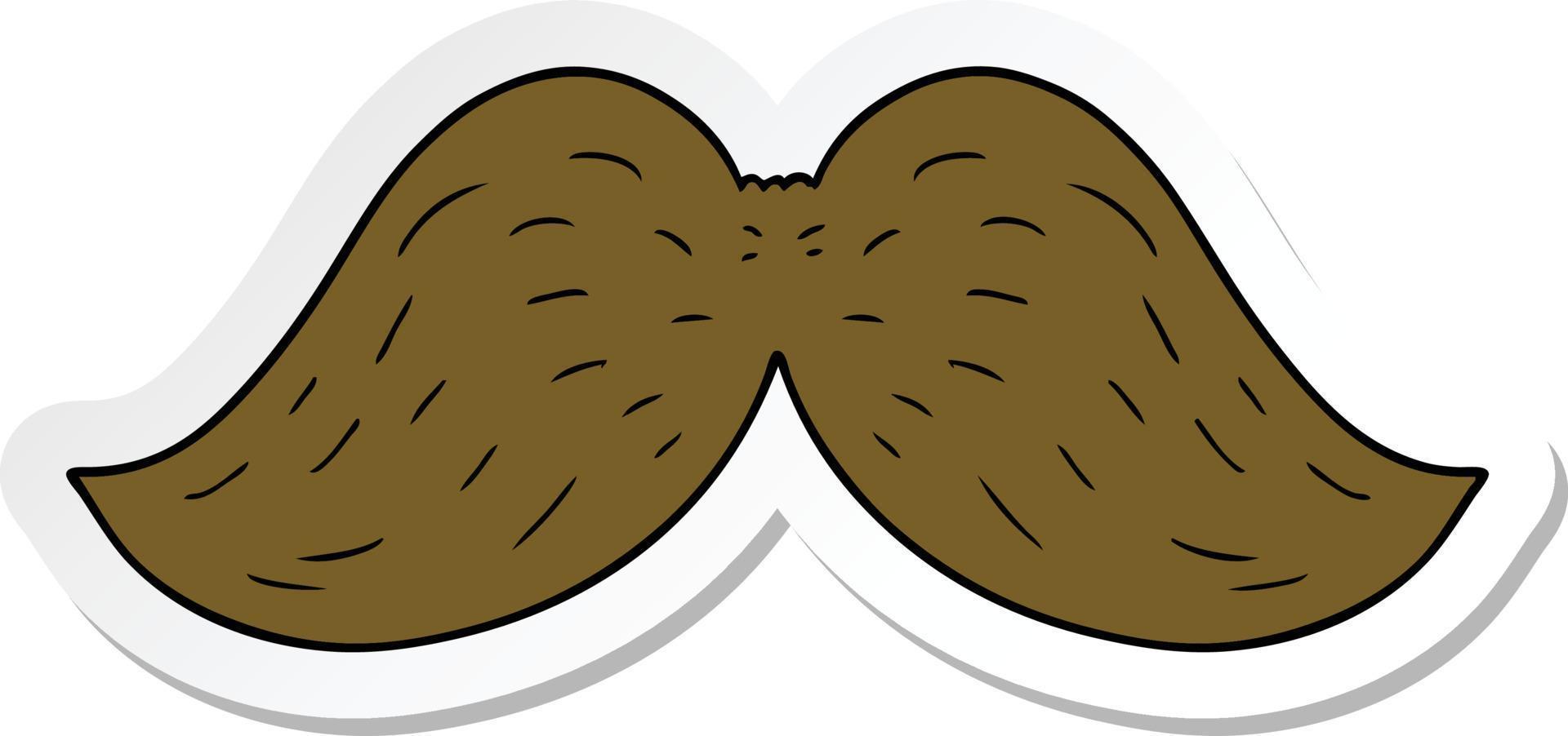 sticker of a cartoon mustache vector