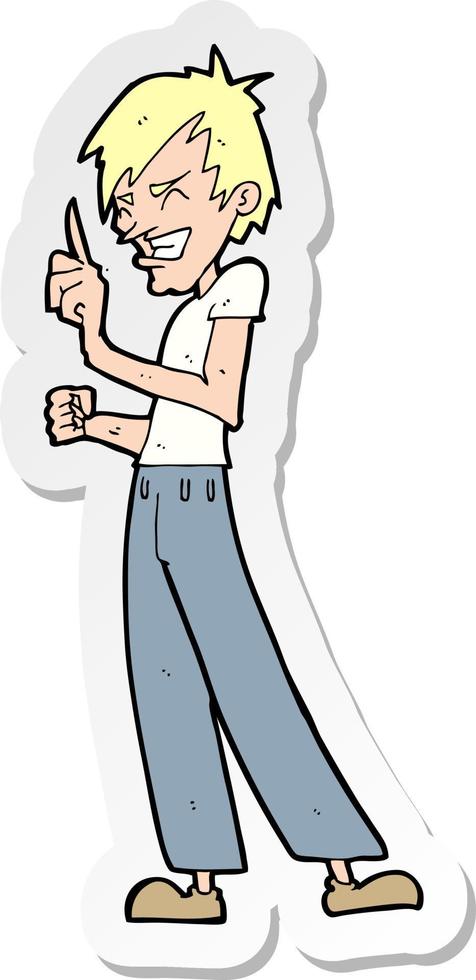 sticker of a cartoon angry man arguing vector