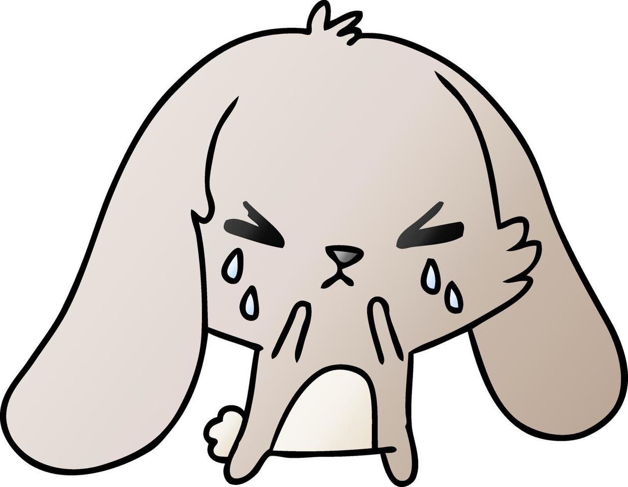 gradient cartoon of cute kawaii sad bunny vector