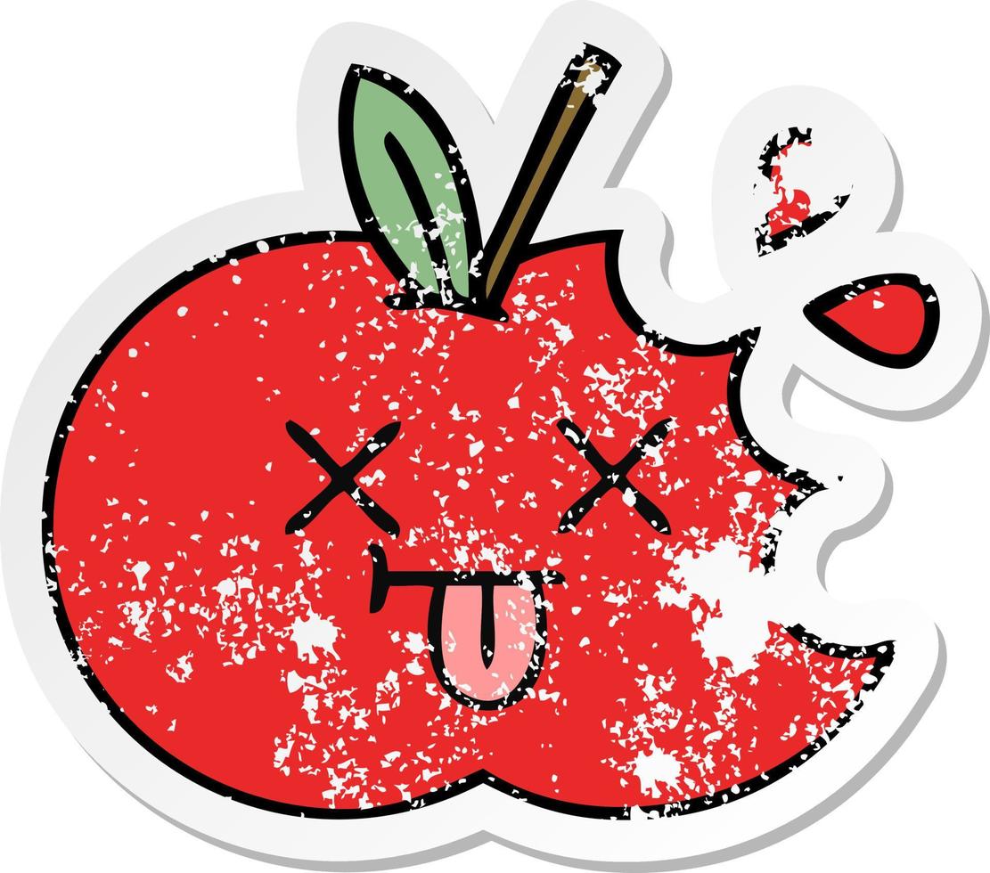 distressed sticker of a cute cartoon red apple vector