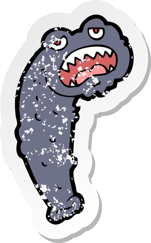 retro distressed sticker of a cartoon leech vector