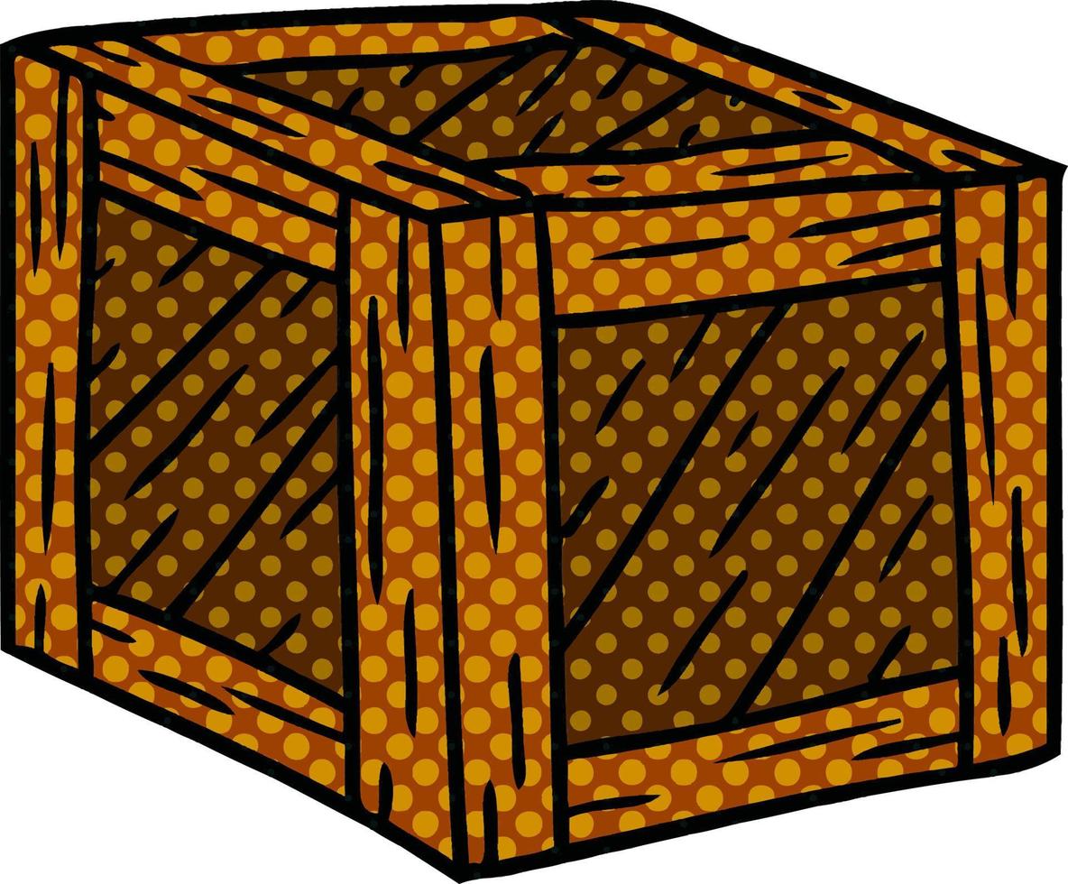 cartoon doodle of a wooden crate vector