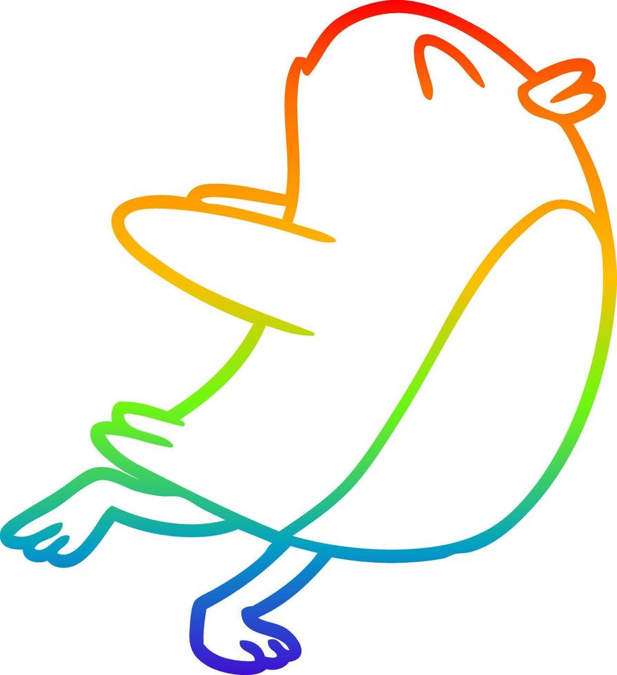 rainbow gradient line drawing penguin jumping vector