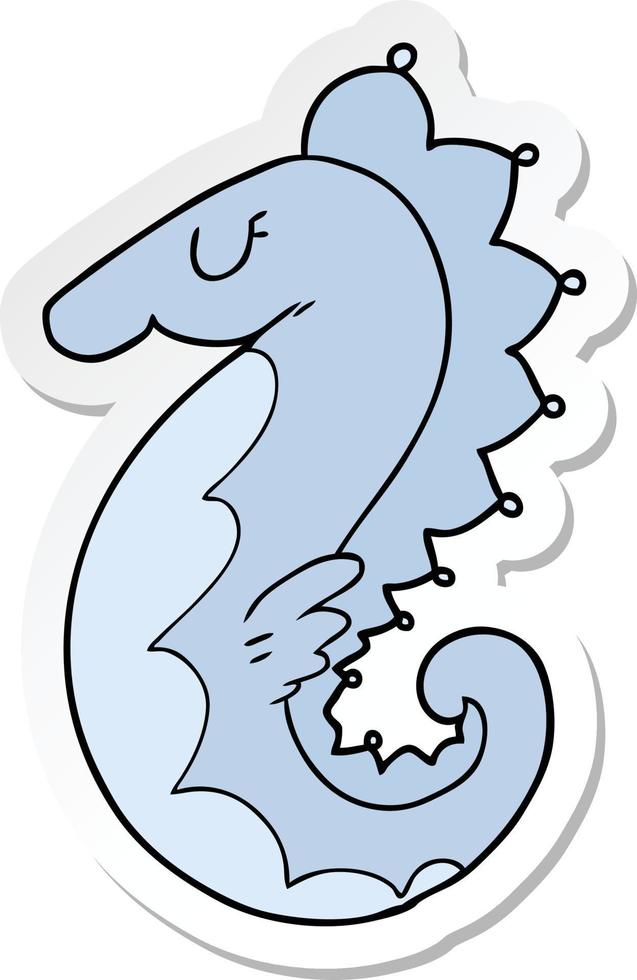 sticker of a cartoon sea horse vector