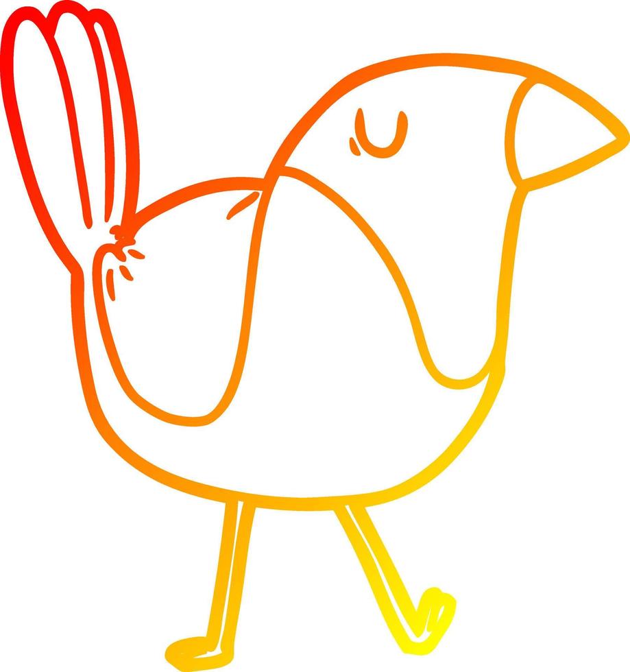 warm gradient line drawing cartoon bird vector