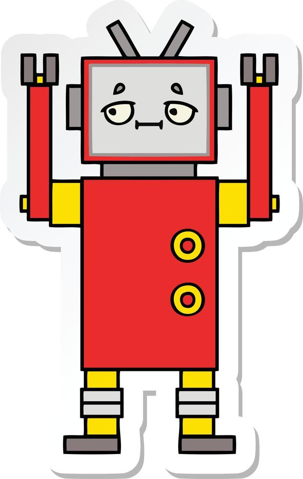 pegatina de un lindo robot de dibujos animados vector