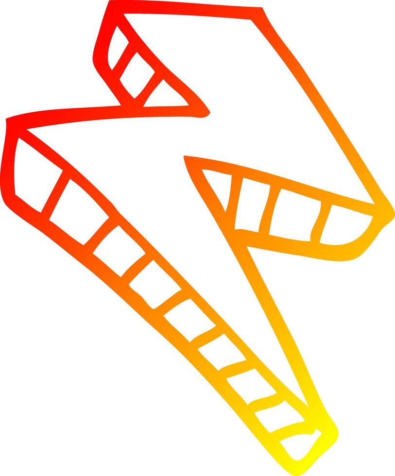 warm gradient line drawing cartoon lightning bolt vector
