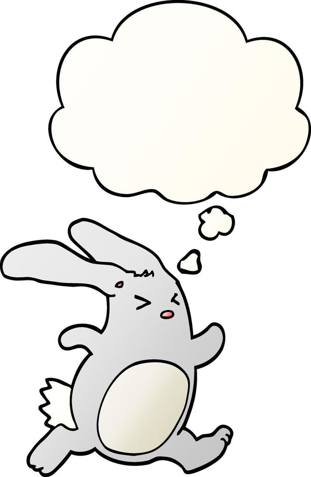 cartoon rabbit and thought bubble in smooth gradient style vector