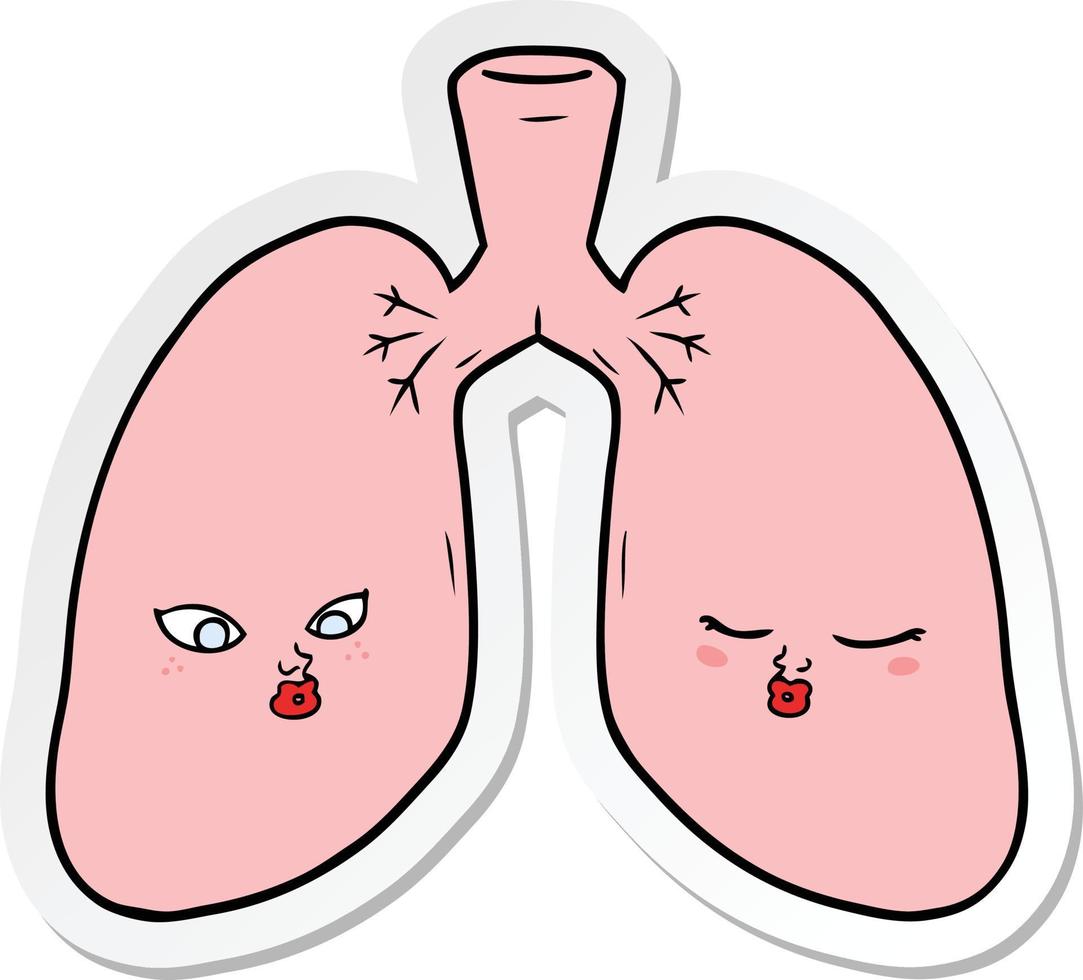 sticker of a cartoon lungs vector