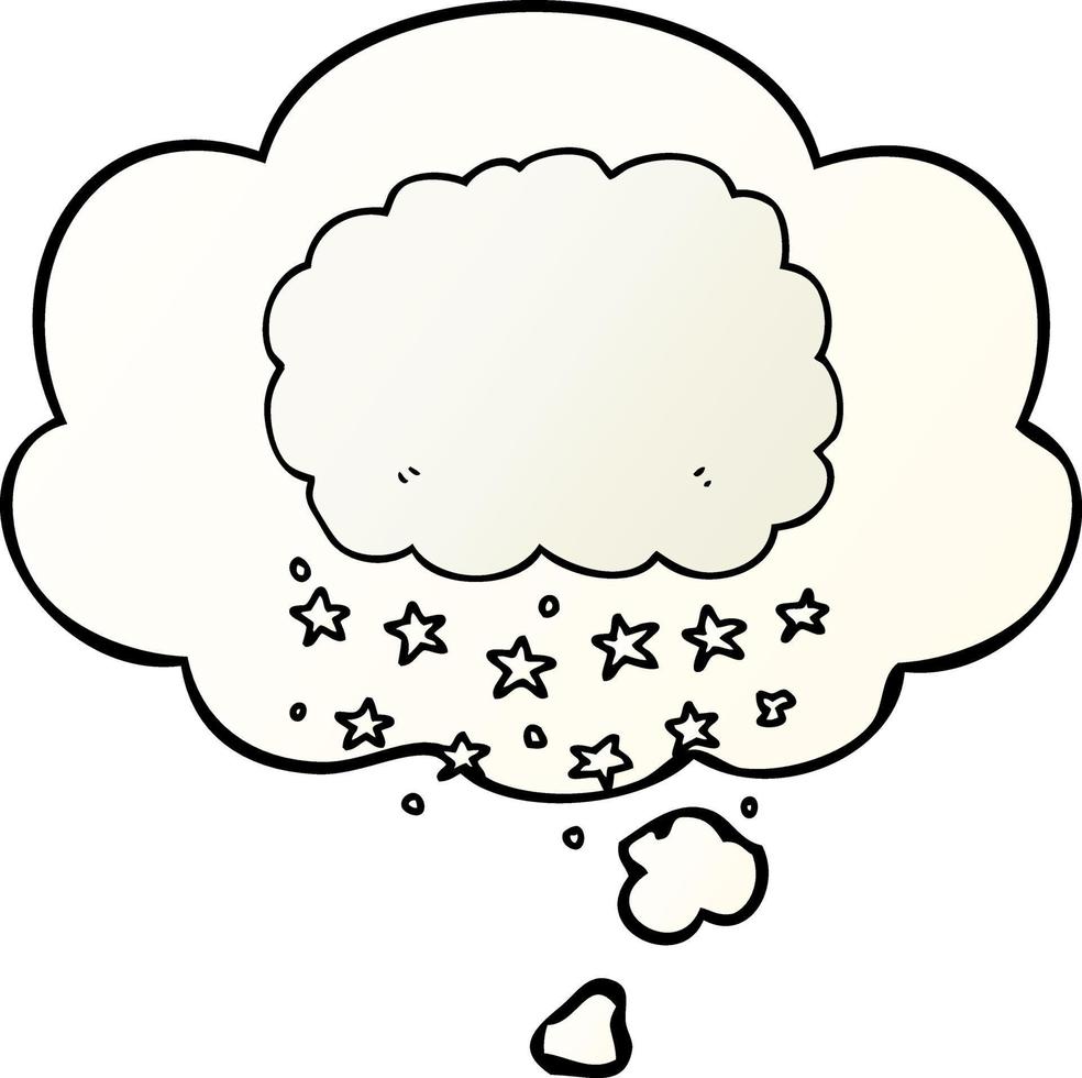 cartoon rain cloud and thought bubble in smooth gradient style vector