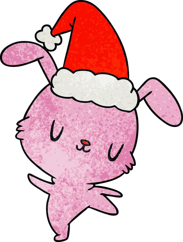 christmas textured cartoon of kawaii rabbit vector