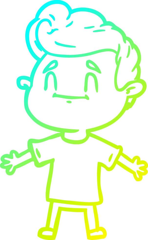 cold gradient line drawing happy cartoon man vector