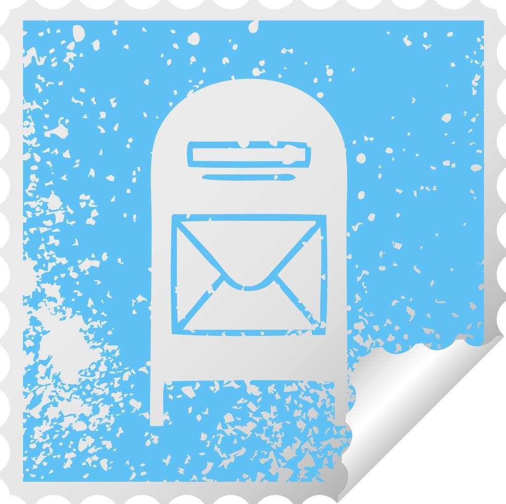 distressed square peeling sticker symbol mail box vector