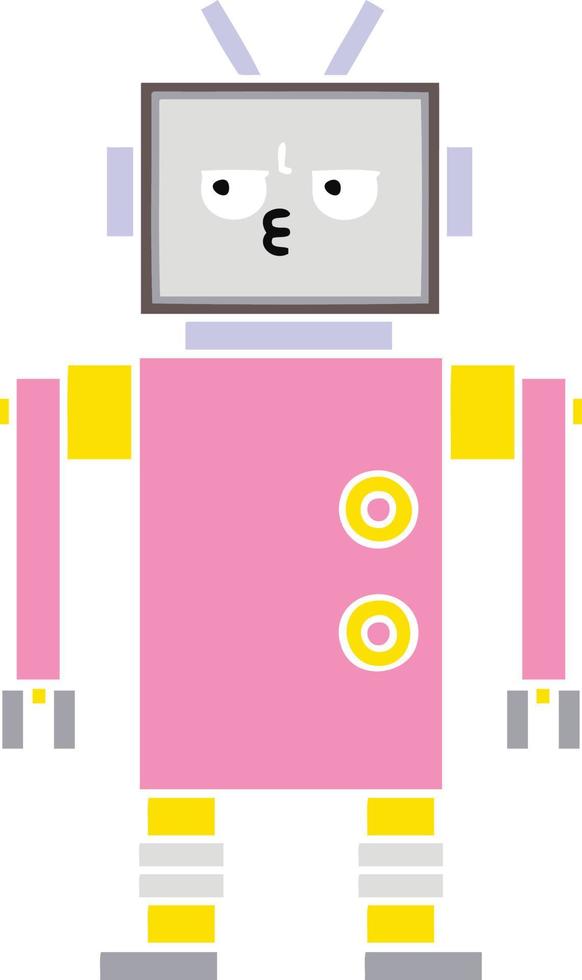 flat color retro cartoon robot vector