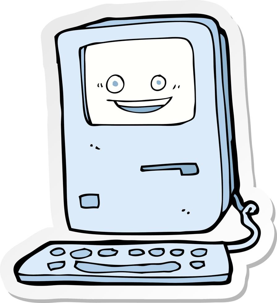 sticker of a cartoon old computer vector