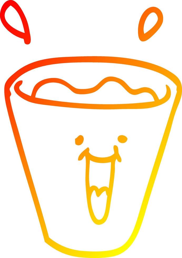 warm gradient line drawing cartoon happy drinks vector