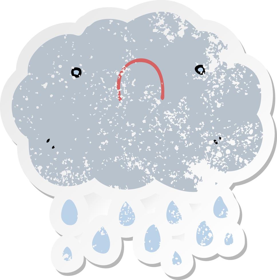 distressed sticker of a cute cartoon cloud vector