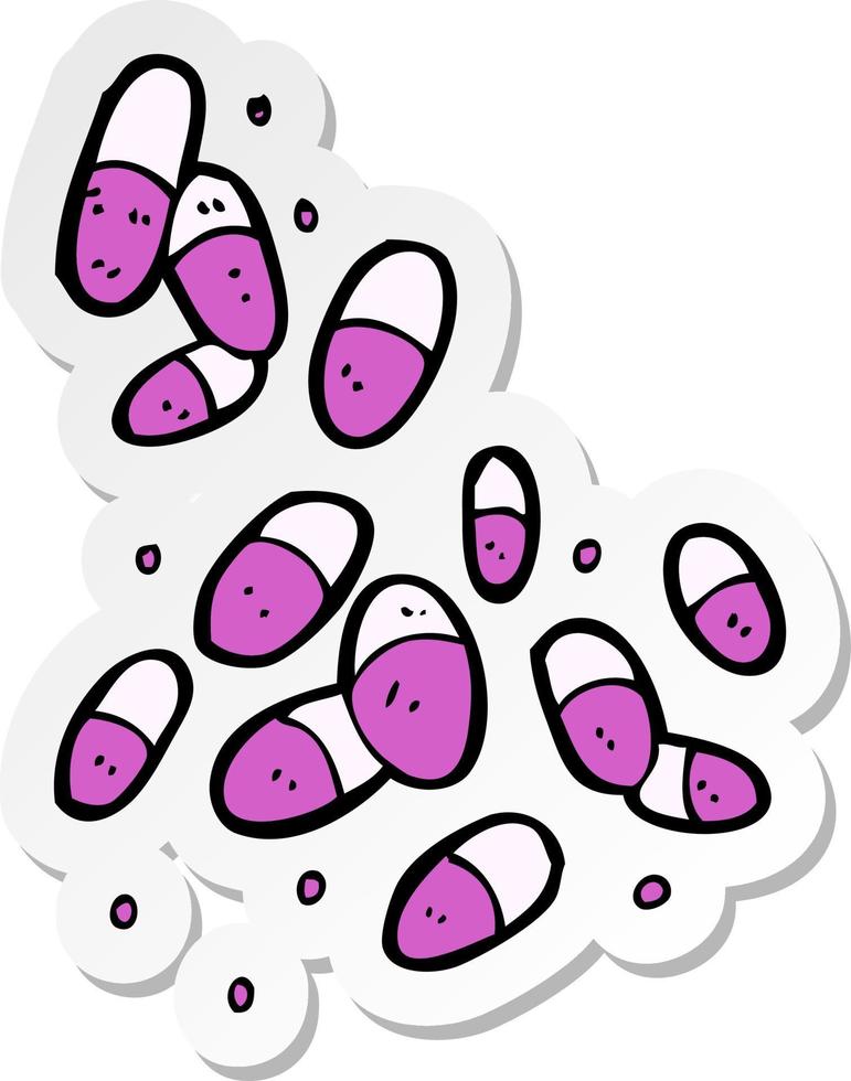 sticker of a cartoon medical pills vector