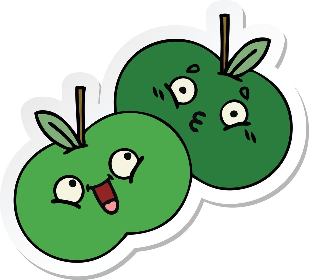 sticker of a cute cartoon apples vector