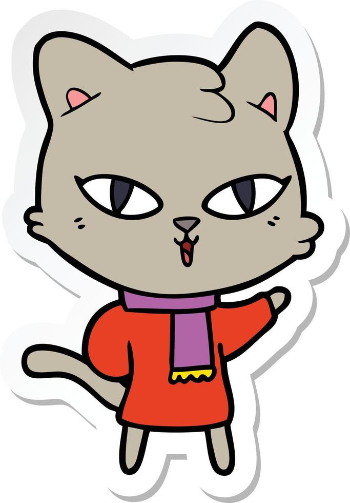 sticker of a cartoon cat vector