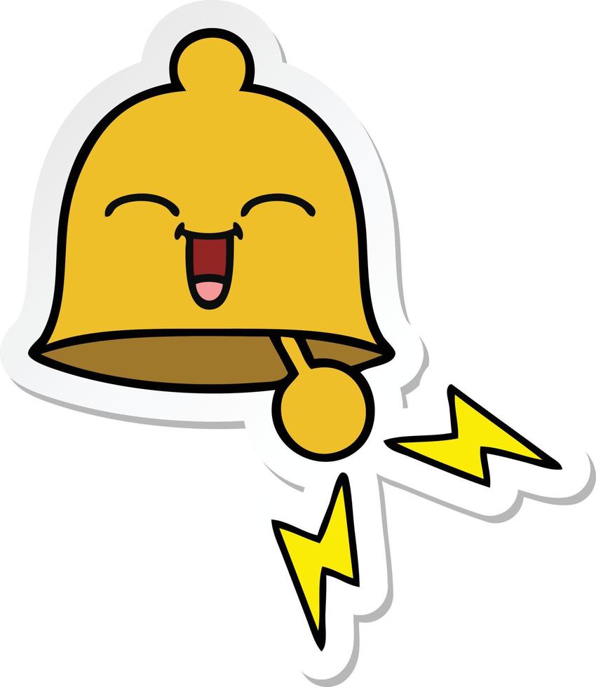 sticker of a cute cartoon ringing bell vector