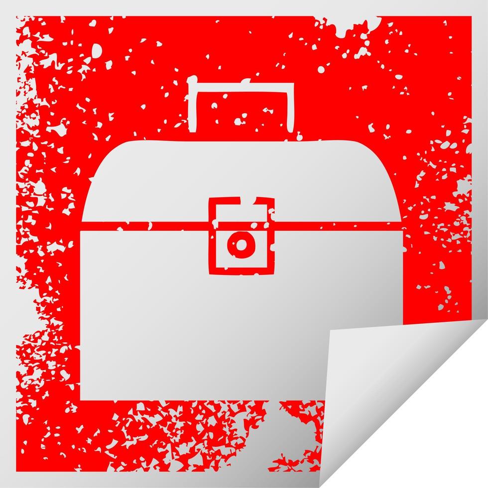 distressed square peeling sticker symbol metal case vector