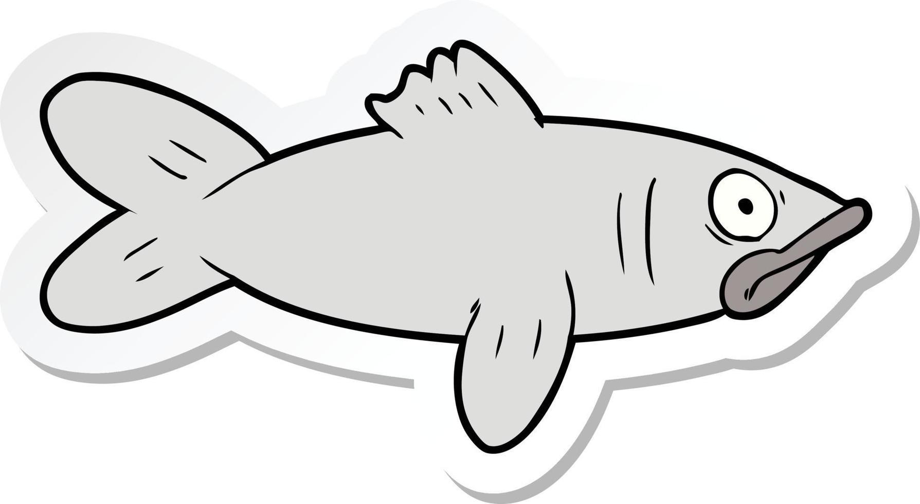 sticker of a cartoon fish vector