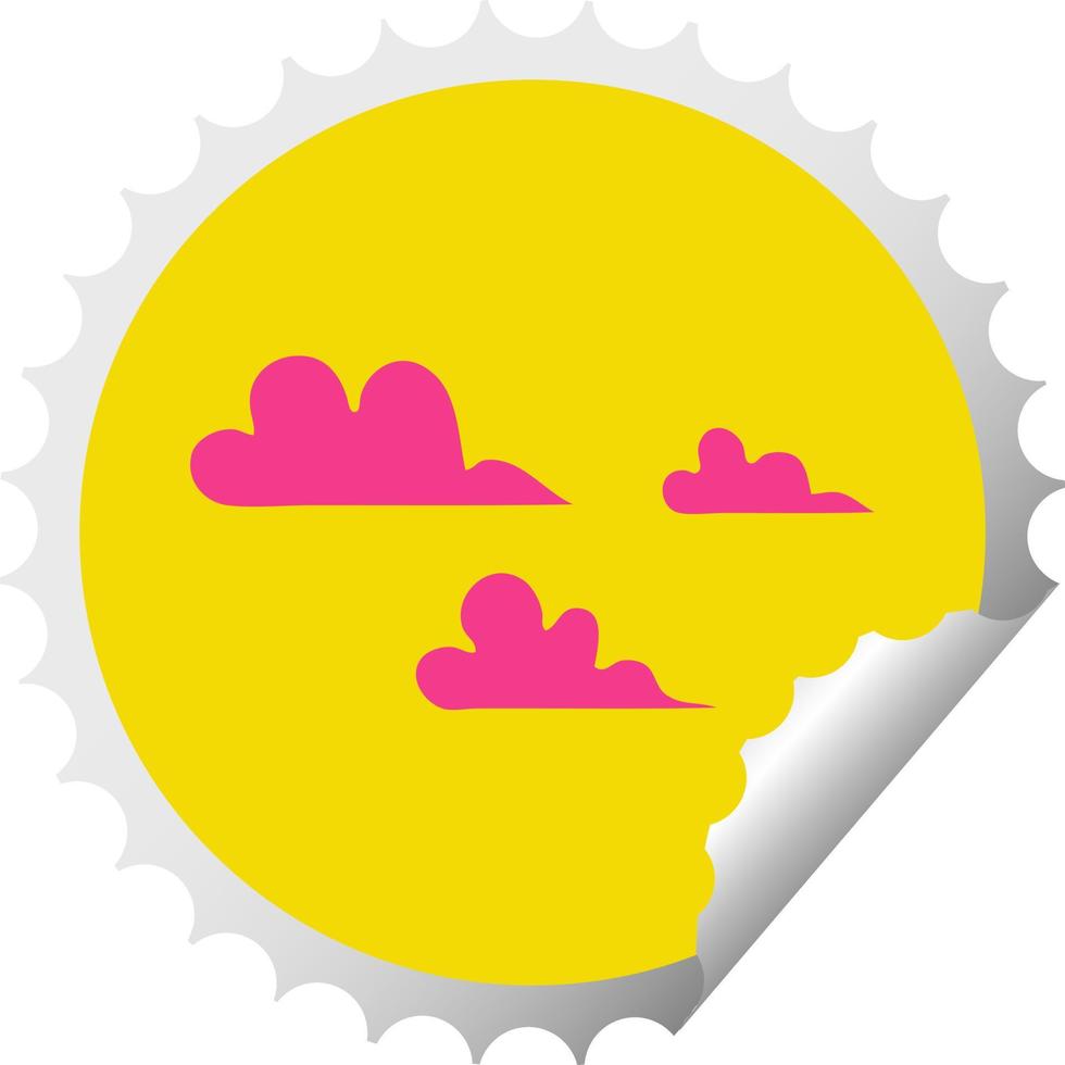 circular peeling sticker cartoon cloud vector