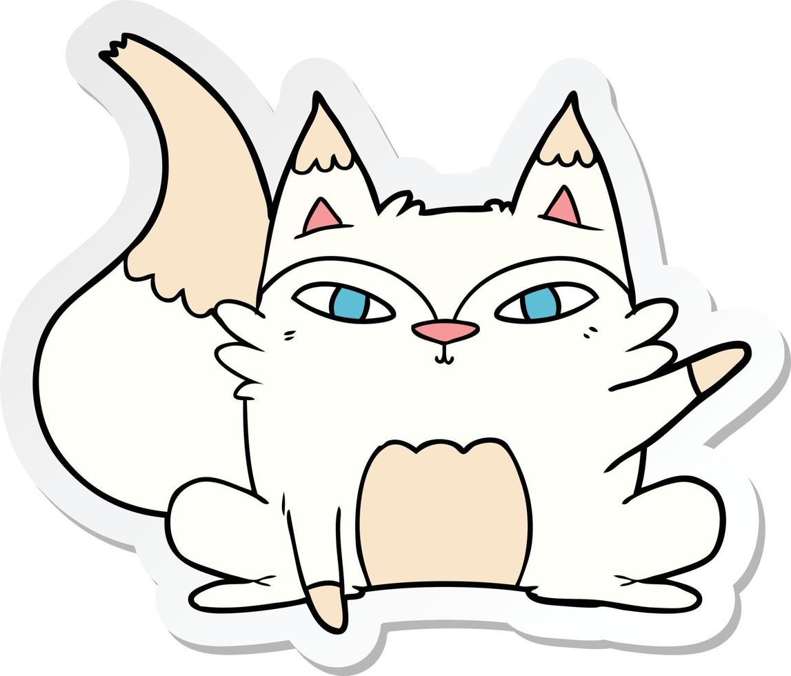 sticker of a cartoon arctic fox vector