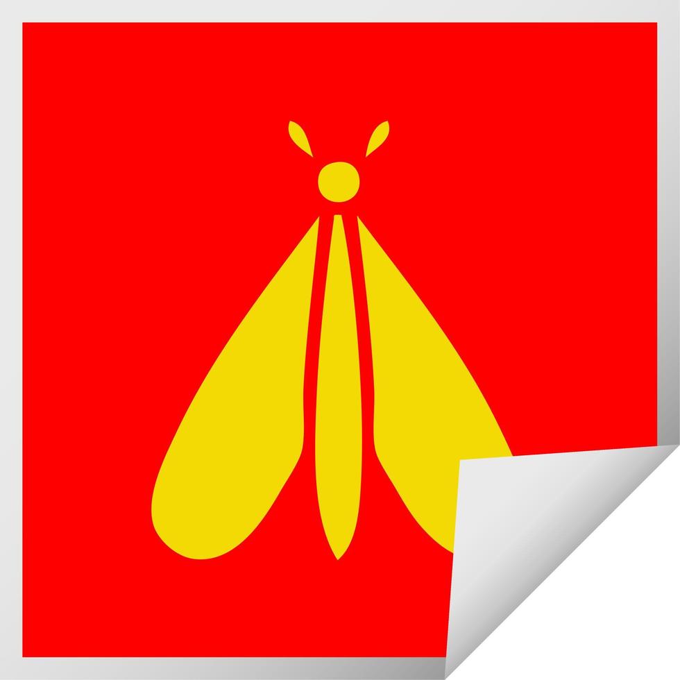 square peeling sticker cartoon moth bug vector