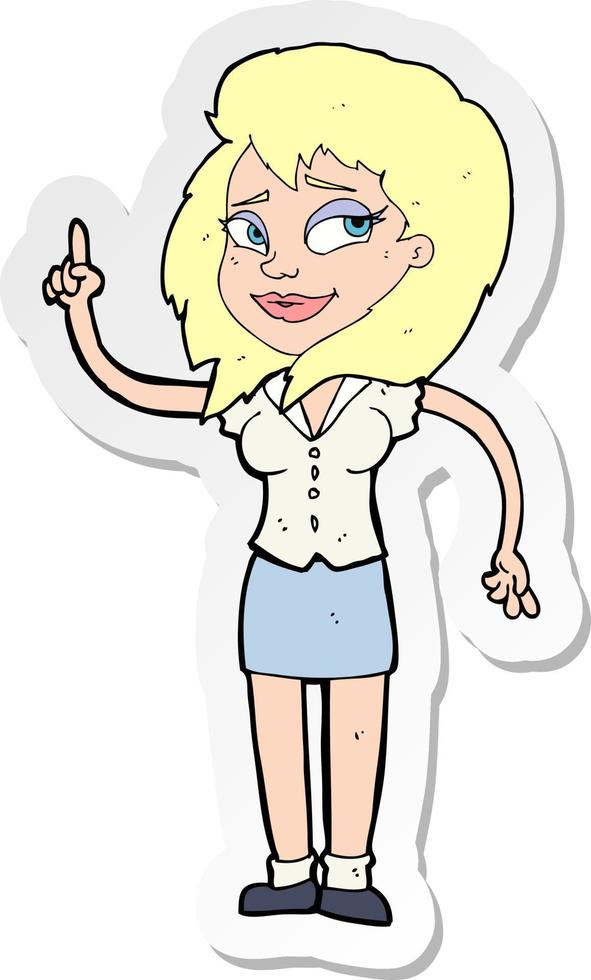 sticker of a cartoon pretty woman with idea vector