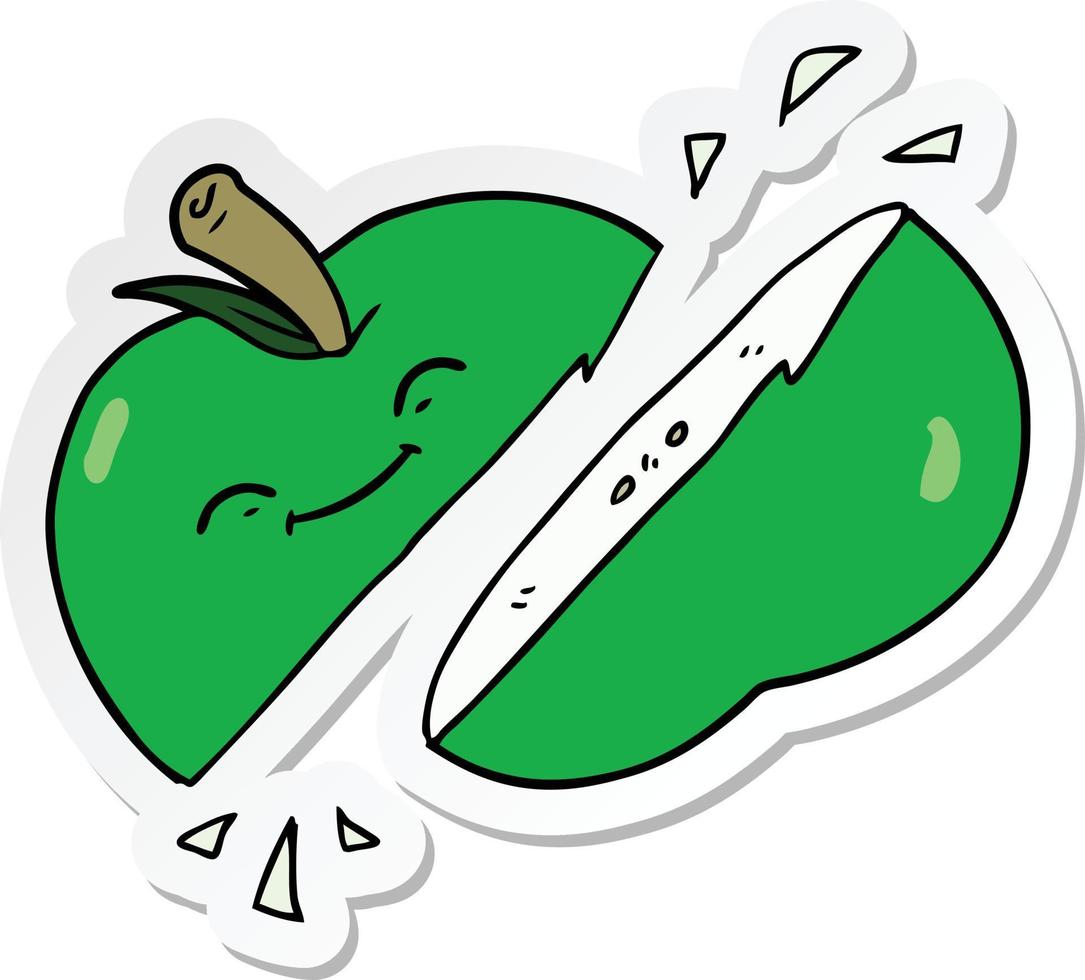 sticker of a cartoon sliced apple vector