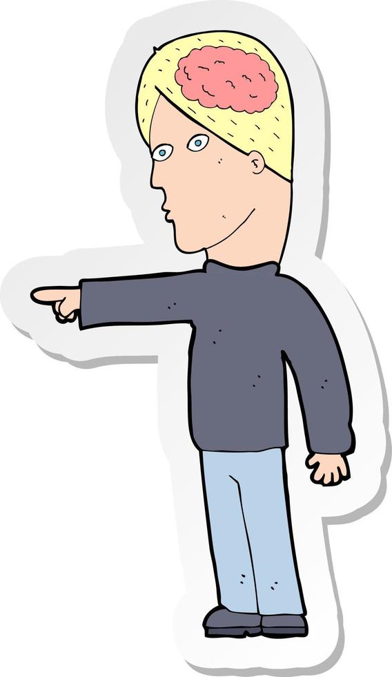 sticker of a cartoon clever man pointing vector