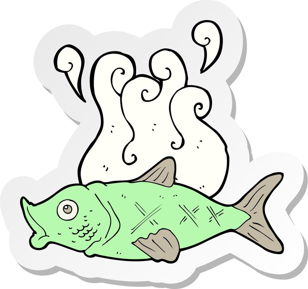 sticker of a cartoon smelly fish vector