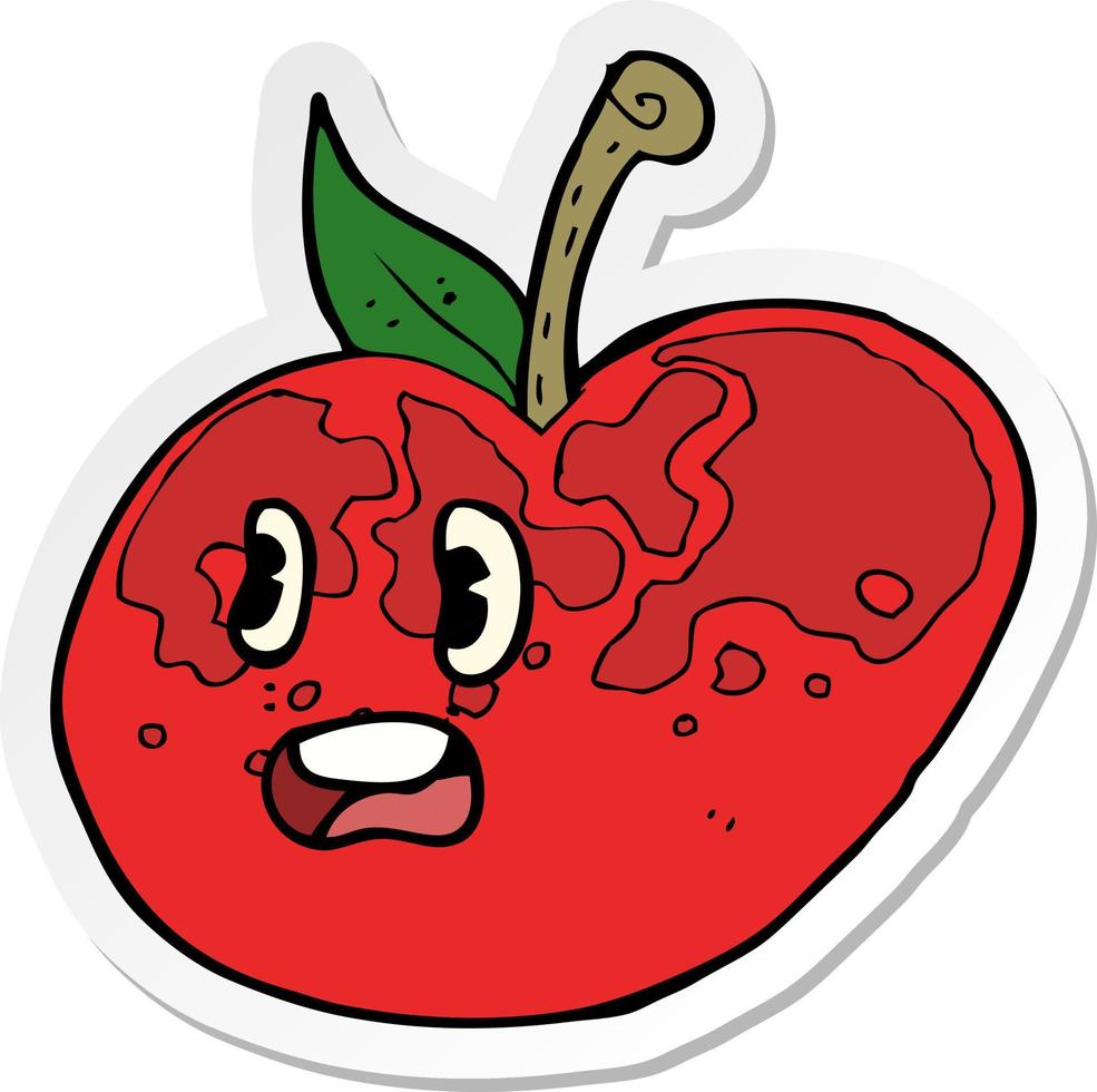 sticker of a cartoon apple vector