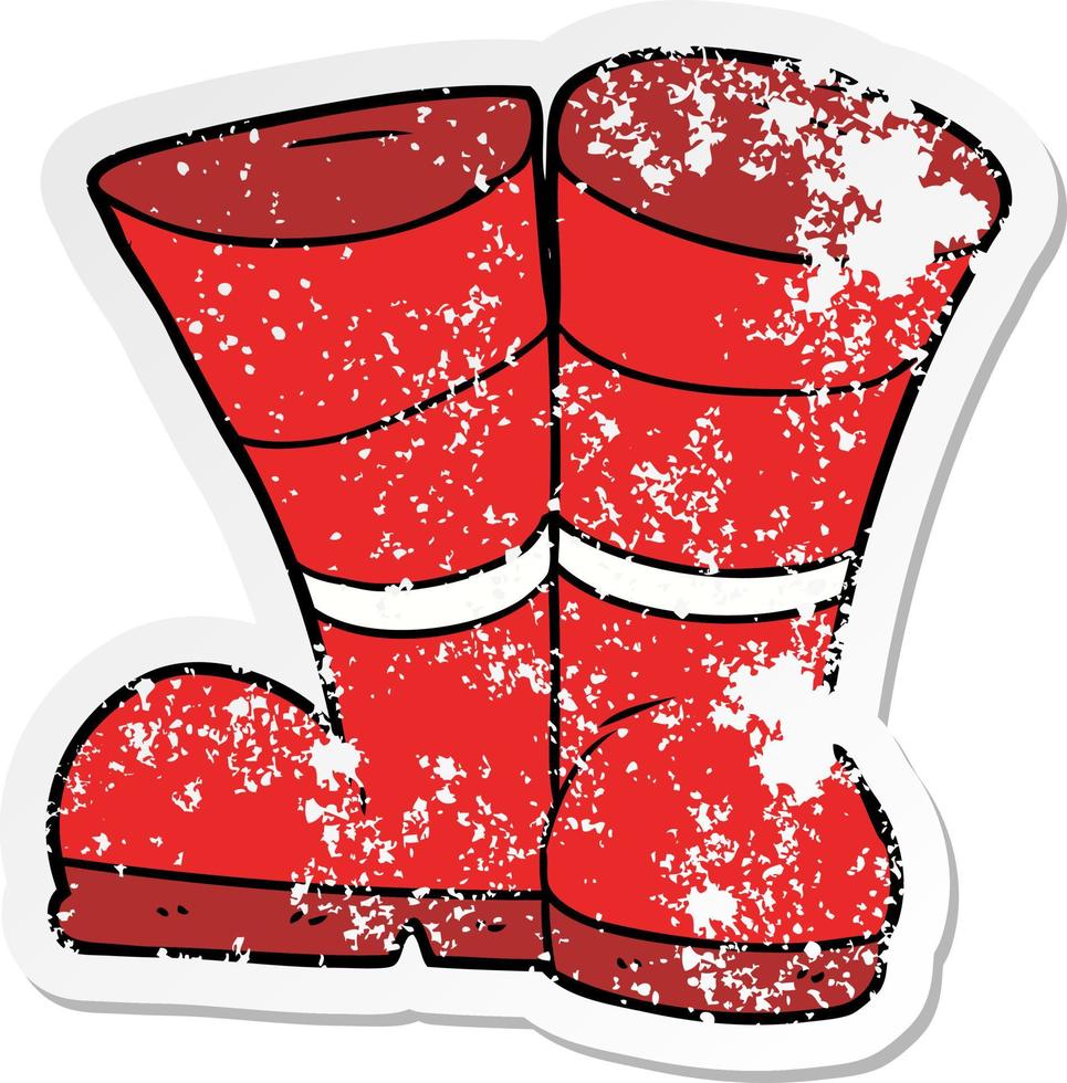 distressed sticker of a wellington boots cartoon vector