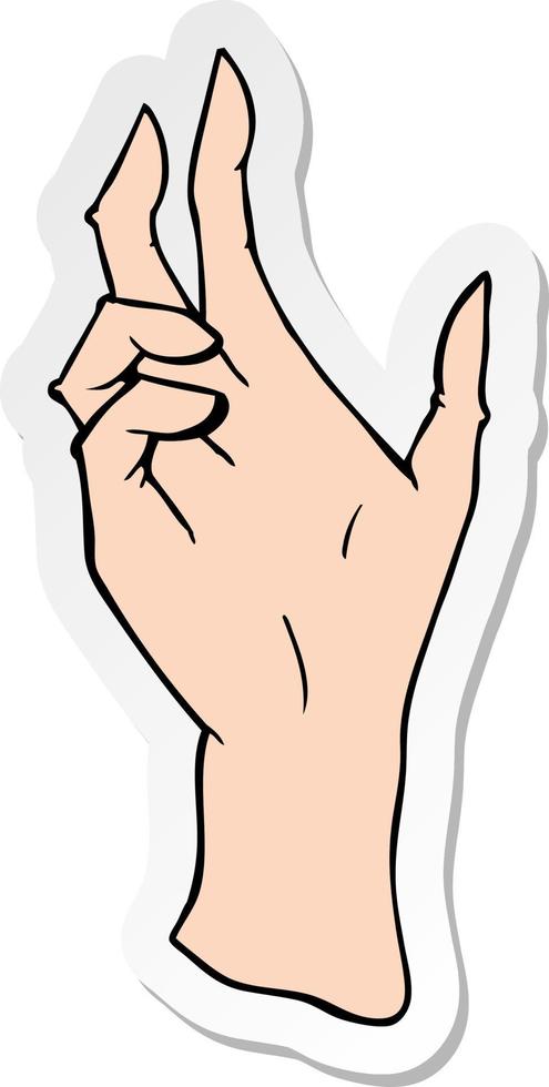 sticker of a cartoon hand vector