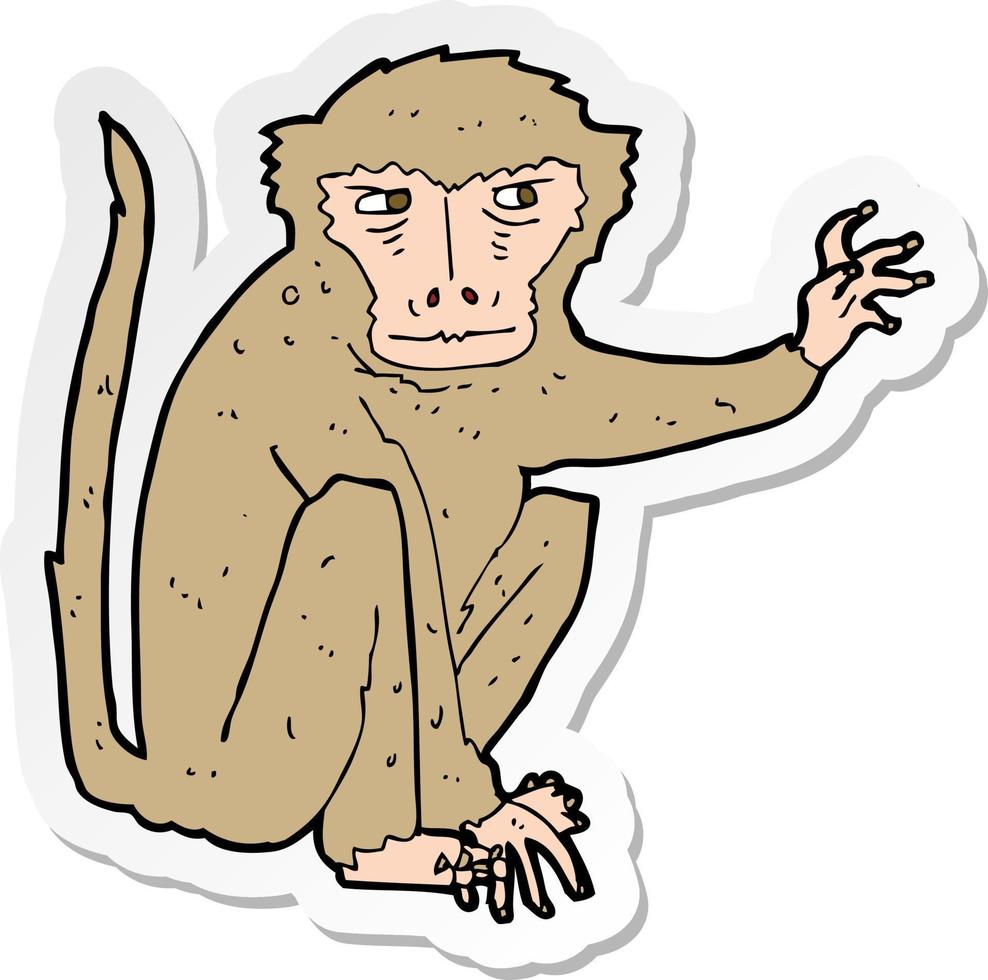 sticker of a cartoon evil monkey vector