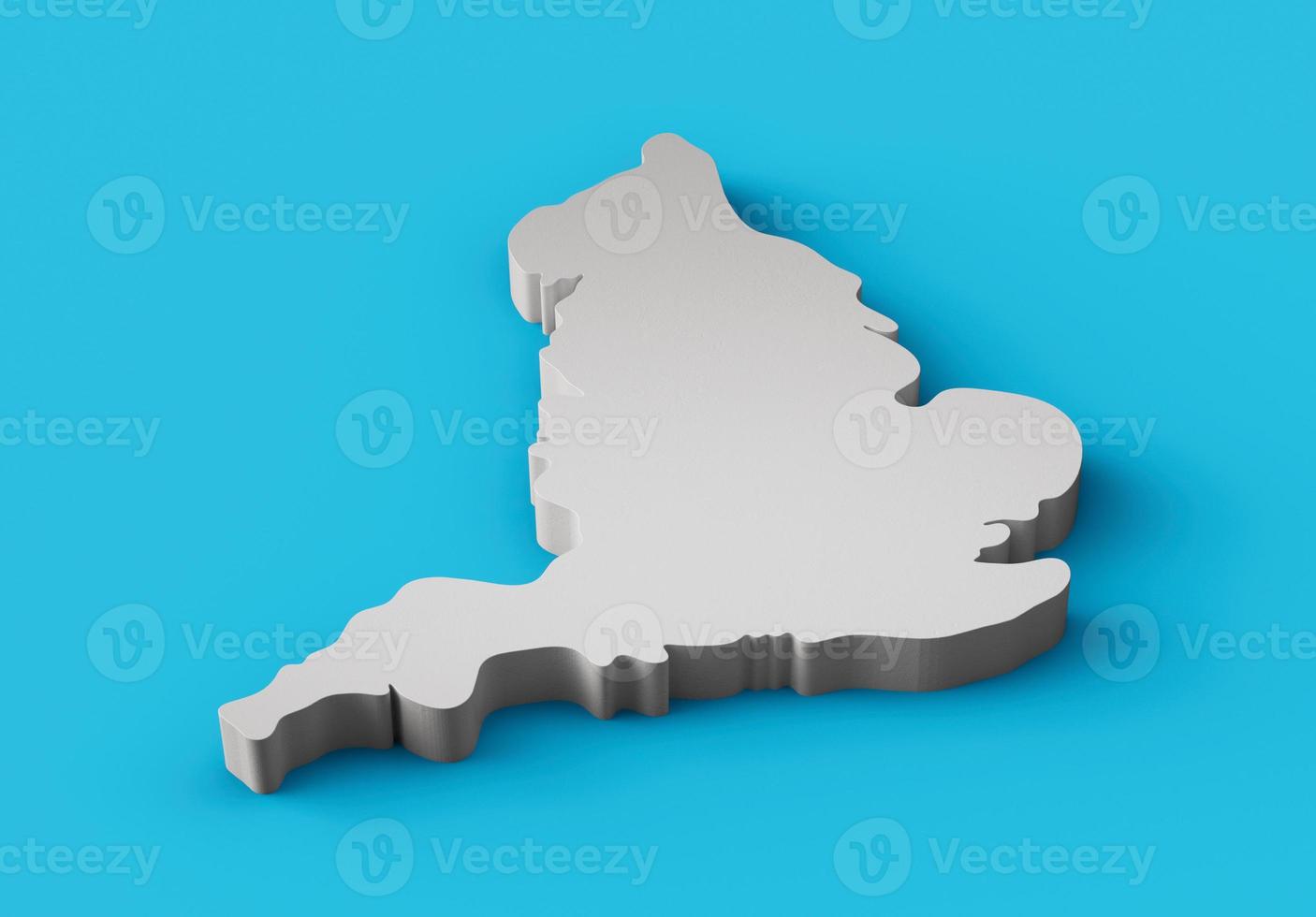 England 3D map Geography Cartography and topology Blue and white 3D illustration photo