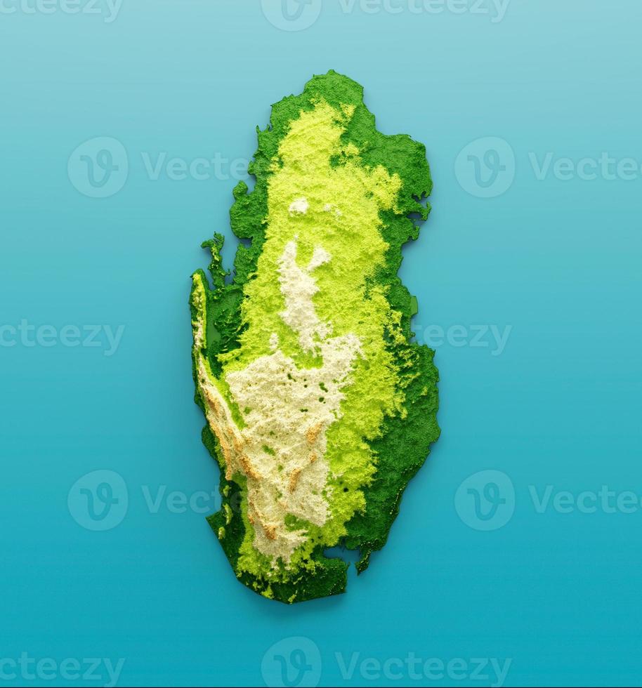 Qatar Map Shaded relief Color Height map on the sea Blue Background 3d illustration photo