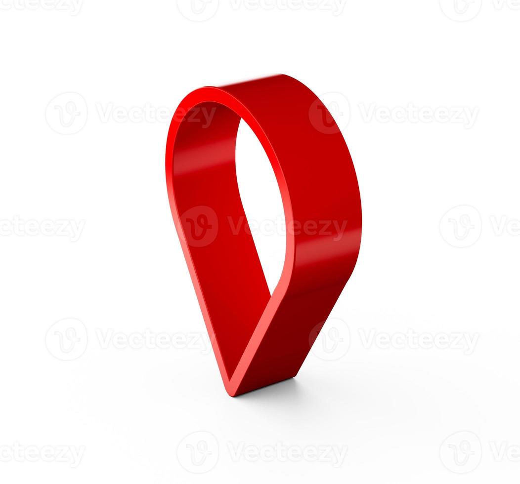 Red map pointer 3d pin. Location symbol isolated on white background. 3D illustration photo