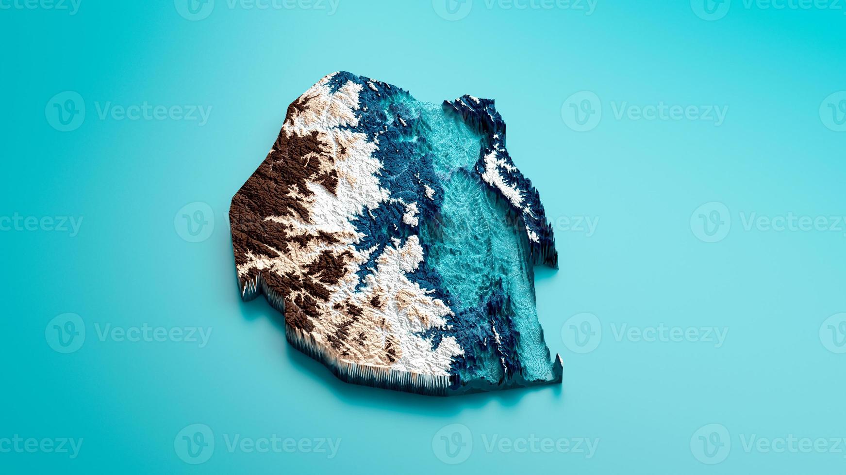 Topographic Eswatini Map Hypsometric Elevation tint Spectral Shaded relief map 3d illustration photo