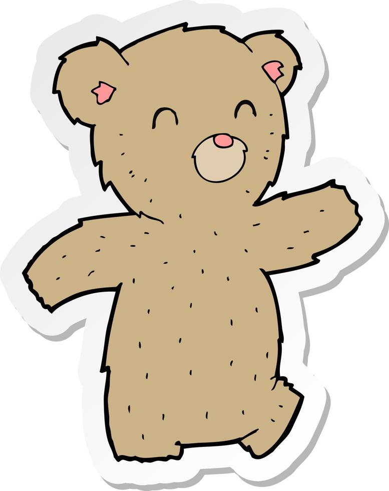 sticker of a cartoon teddy bear vector