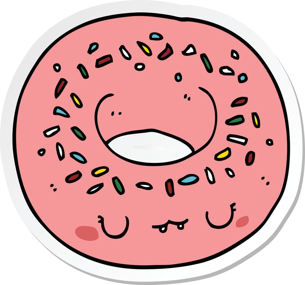 sticker of a cartoon donut vector