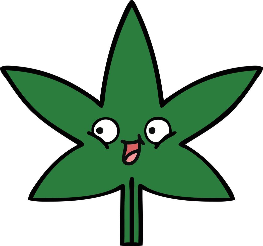 cute cartoon marijuana leaf vector