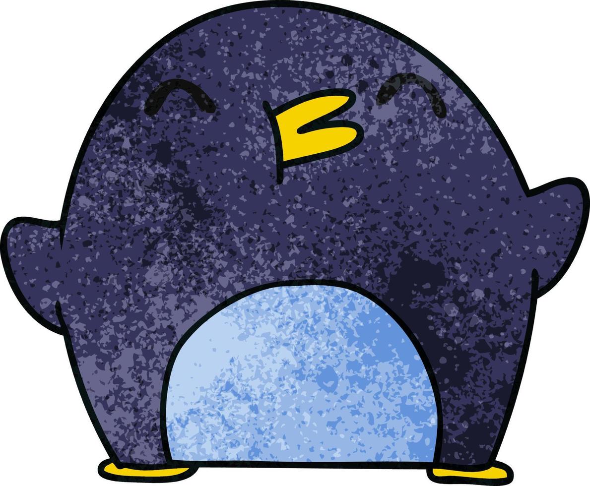textured cartoon cute kawaii happy penguin vector