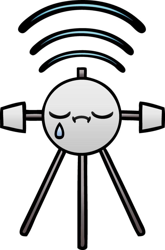 gradient shaded cartoon crying satellite vector